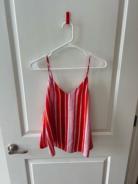 Striped Red and Pink V-Neck Cami Top